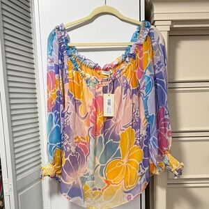 Ramy Brook Vibrant Floral Off-Shoulder Blouse